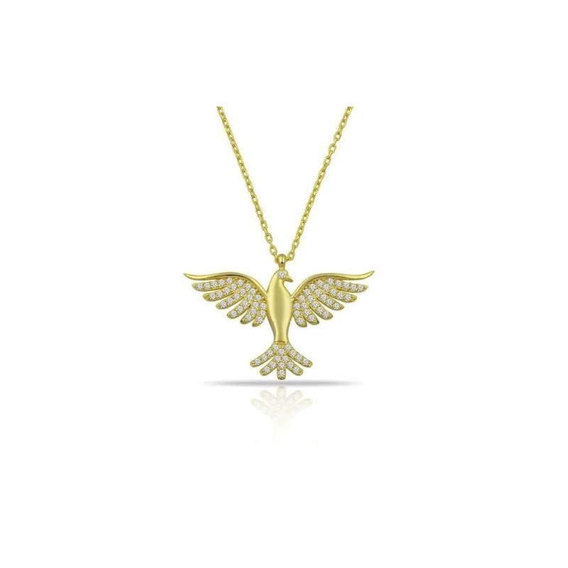 Phoenix Bird Pendant Sterling Silver 925 Gold Plated Necklace Chain