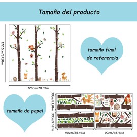 Pegatinas de dibujos animados de bosque de ciervos MITEGELO pegatinas de vinil decorativos pared para niños de bricolaje, adecuadas para los dormitorios de recamara niña y niños.