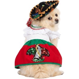 Genérico Disfraz China Poblana Mexicano para Perro y Gato con Sombrero
