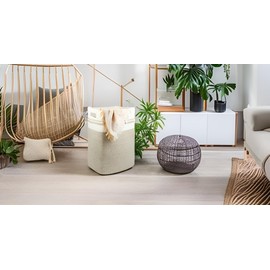 Casaphoria Laundry Hamper, Light Brown Cotton, 16x13x22in, Foldable, Square, Large, Box, 50L, Living Room, Bedroom, Laundry Room Storage