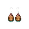 Teardrop Wood Earrings Light Weight Printed Image Dangle Jewelry (Highland