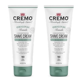 Cremo Barber Grade Silver Water & Birch Shave Cream, Astonishingly Superior Ultra-Slick Shaving Cream Fights Nicks, Cuts And Razor Burn, 6 Fl Oz (Pack of 2)