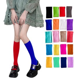Ekieta Women's High Socks, 18 Colors, 80D Thin Velvet, Slightly Transparent, Candy Color, Elastic, Below the Knee Socks, Junior, Cute, Lolita Girls, Stockings, Junior High School Students, Uniform