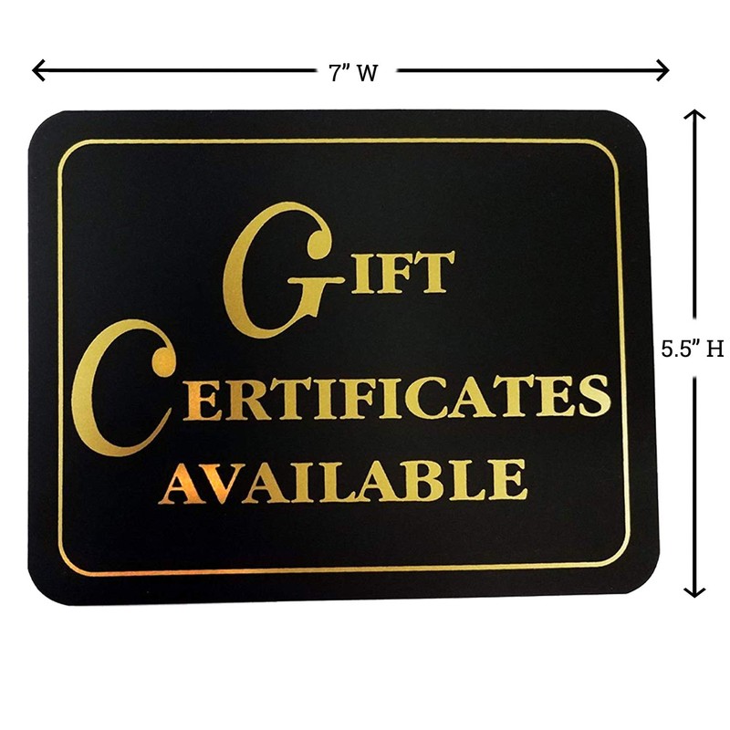 Elegant Gift Certificates Available Business Sign - 5.5" H x
