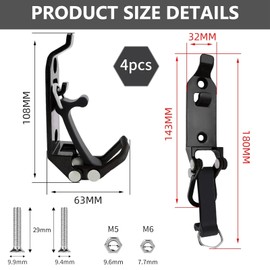 BCENG Pack of 4 Shovel Holder for Roof Rack, Shovel Holder, Lockable Axe Holder, Wall Mounting Brackets for Trucks, Cars, Boats, Tools, Tension Lock