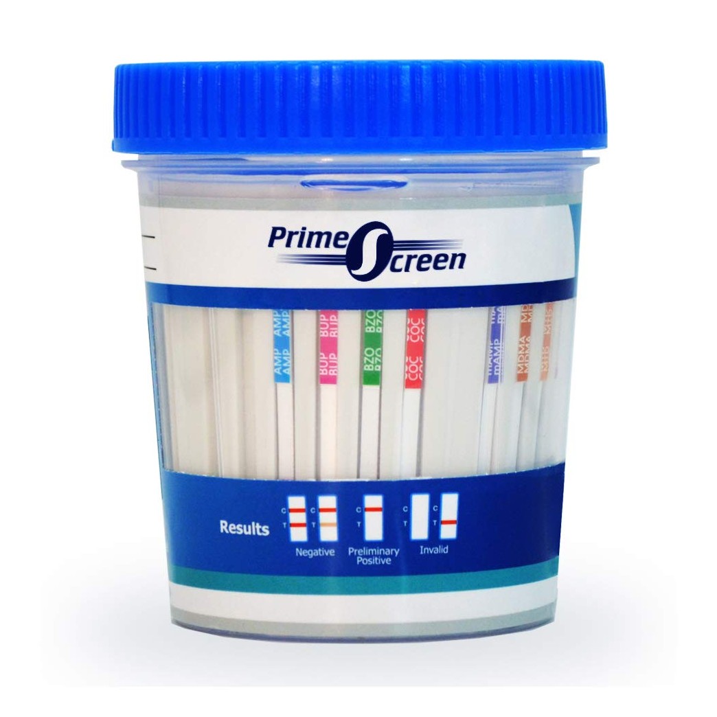 Prime Screen 12 Panel Multi Drug Urine Drug Test Cup (AMP,BAR,BZO,COC,mAMP,MDMA,MOP/OPI 300,MTD,OXY,PCP,TCA,THC) - TDOA-7125 [1 Pack]