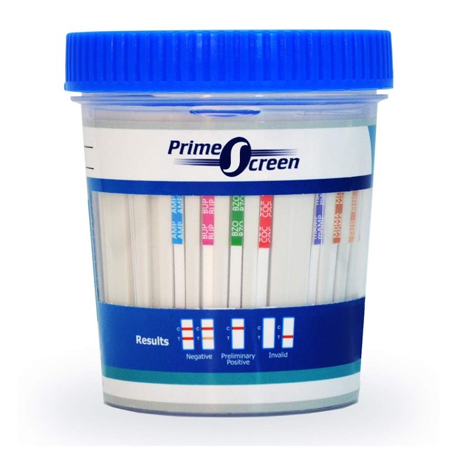 Prime Screen 12 Panel Multi Drug Urine Drug Test Cup (AMP,BAR,BZO,COC,mAMP,MDMA,MOP/OPI 300,MTD,OXY,PCP,TCA,THC) - TDOA-7125 [1 Pack]