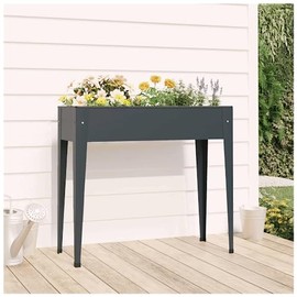 vidaXL Elevated Raised Garden Planter Bed - Outdoor Galvanized Steel Rectangular Plant Stand for Patio, Balcony, Silver
