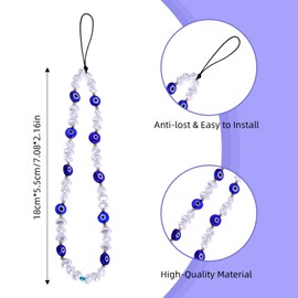 TIESOME Evil Eye Beaded Phone Charm, Handmade Phone Chain Strap Keychain for Men Women Girls (Set A)