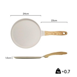 JEETEE Crepe Pan 24 cm, Granite Non-Stick Coating Pancake Pan, Bakelite Handle, Compatible with All Cookers and Induction Cookers, PFOA Free, Beige