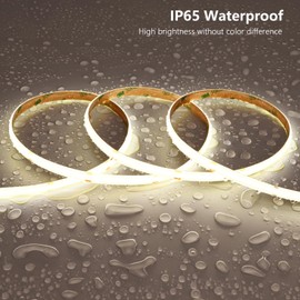 BENLUN 48V COB LED Strip Light Outdoor 65.6ft Kit, 4000K Natural White Outside Waterproof LED Tape Lights Cuttable 8W/M CRI 92 with Power Supply for Bedroom Ceiling Living Room House