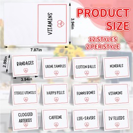Fullhawl 24 Pcs Nurse Graduation Party Decorations Hospital Themed Food Tent Cards Nurse Graduation Table Tent Cards 12 Style Medical Party Food Labels for Buffet Nursing Grad Table Setting Supplies