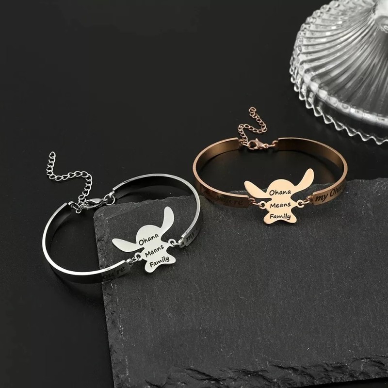 Jextech Set 2 Pulsera Amigos Ohana Stich Familia Ajustable Acero