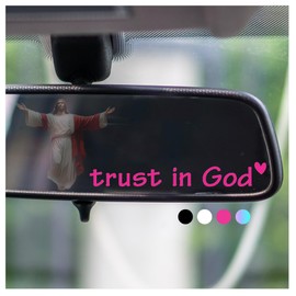 Rearview -Mirror -Decal Water Bottle -Stickers Affirmation Reminder Sticker Laptop Bumper Tumbler Vinyl Sticker Car Mirror Decal Funny Car Decor -Gift (Pink, Trust in God)