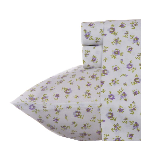 Laura Ashley Home - Sateen Collection - Sheet Set - 100% Cotton, Silky Smooth & Luminous Sheen, Wrinkle-Resistant Bedding, Queen, Petite Fleur