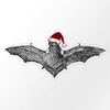 CafePress Bat Santa Hat Medium Die Cut Sticker, 5.75" x