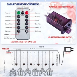 LOLStar Valentines Day Window Lights, 168 LEDs Red Gift Box Champagne Glass Indoor String Lights, Remote 8 Flashing Modes Plug in Hanging Curtain Lights for Valentine's Day Decorations