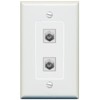 RiteAV 2 Port Coax Jack Coupler Female-Female Decorative Wall Plate [Gray]