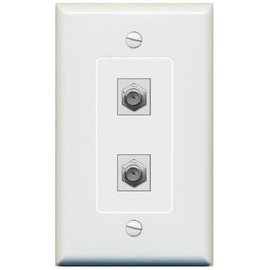 RiteAV 2 Port Coax Jack Coupler Female-Female Decorative Wall Plate [Gray]