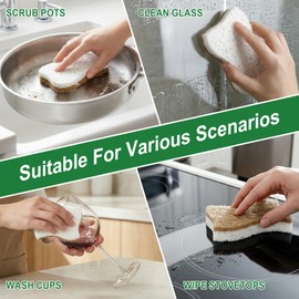 LILAC Natural Cellulose Sponges for Dishes - Ergonomic Non-Scratch Kitchen Scrub Sponges - 100% Biodegradable & Eco-Friendly Cleaning Sponges for Non-Stick Cookware, Bathroom & Household (6 Pack)
