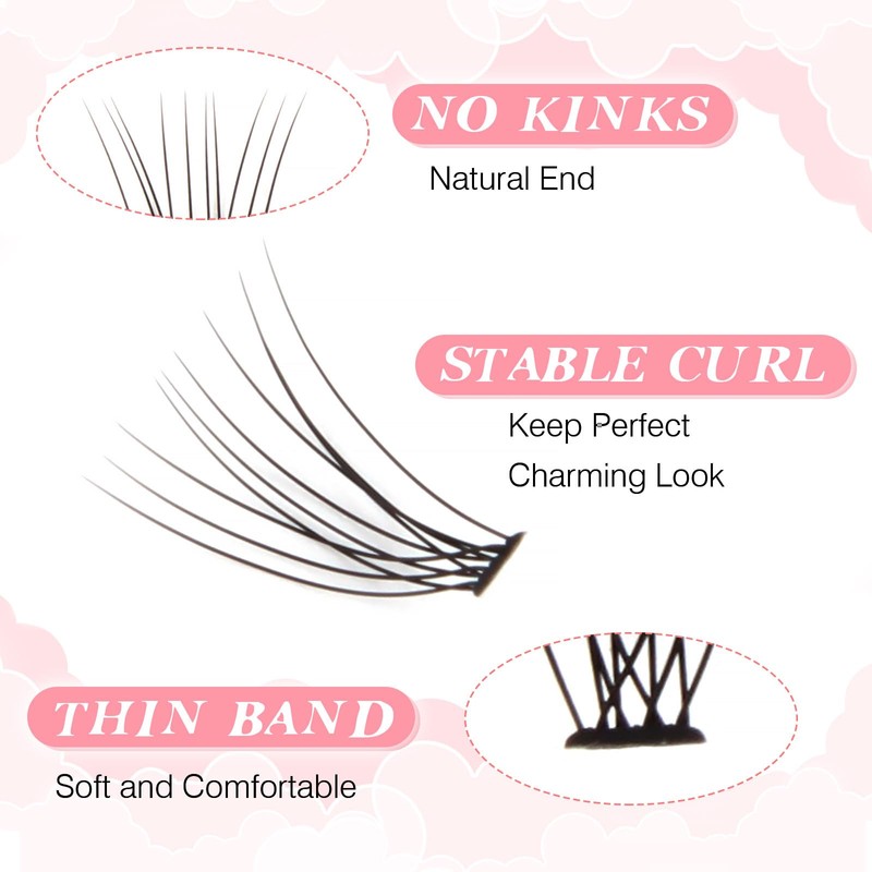 Glowingwin Individual Lashes Cluster Lashes 228 PCS Wispy False Eyelashes