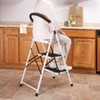 LivingSURE 3 Step Ladder Stool Combo with Handgrip, Anti-Slip Folding