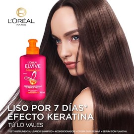 L'Oréal Paris Elvive Dream Liso Crema Para Peinar, Efecto Keratina Anti Frizz Hasta por 72h, Resistente a la Humedad, Cabello Liso y Suave, 500ml