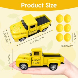 Lemon Truck Decor, Lemon Decorations for Home, Metal Truck Decor with 6 Small Artificial Lemons for Shop Window Table Centrepieces Household Kitchen Summer Lemon Decorations Party