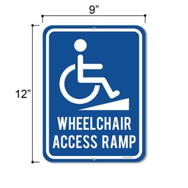 Honey Dew Gifts Señal para discapacitados, rampa de acceso para silla de ruedas, 9 x 12 pulgadas, letreros de aluminio de metal para letrero de negocios, fabricado en Estados Unidos