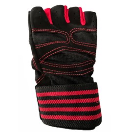 Fortune Favors The Swole Workout Gloves for Men and Women, Wrist Support Straps, Exercise Gloves for Weightlifting, Strength Training, Gym, Home Gym (Large, Black/Red/Red)
