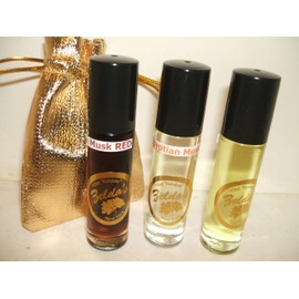 Set of 3 Perfume oils Egyptian Musk Red, Yellow. Clear