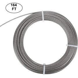 DasMarine 1/8inch 164FT Stainless Steel Cable Wire Rope Aircraft Cable Railing Decking 7x7