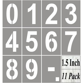 1.5 Inch Number Stencils for Painting - 11 Pack Number Stencil Templates for Curb Address, Cakes, Cookies, Mailboxes and Crafts, Reusable House Numbers Stencils for Wood Signs & Cement Wall Art