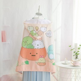 Sanrio Hooded Character Bath & Beach Towel for Kids (Sumikko Gurashi/Merlot Tea) 100x70cm cm/Big-Eyed Frog 4ea