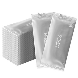 Wet Wipes Individually Wrapped Hand Wipes Pack of 50 Wet Napkins Quick Hand Cleaning Silver Packaging for Restaurant Party