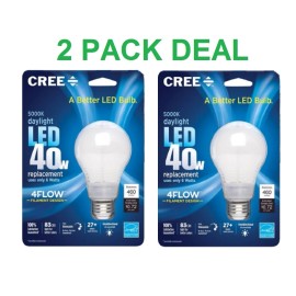 Cree 2 Pack CREE Day Light 5000K LED 40W Bulb Dimmable 22 Year life Use 6W NEW SEALED