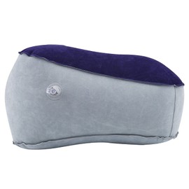 Inflatable Flocked Footrest, Footrest, Cushion, Cushion with Air Pump for Travel, Home, Office, etc. (Grey Blue)
