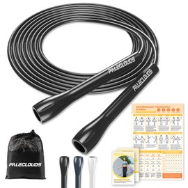 Adjustable Skipping Rope for Speed Skipping, PVC Skipping Rope Adult Fitness for Men and Women, 3 m Lightweight with Training Poster and ABS Non-Slip Handle