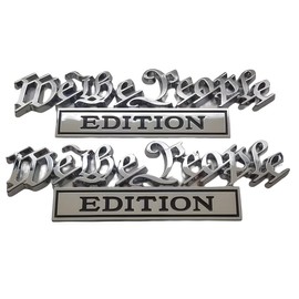 Pair Set We The People Edition Metal Emblem 3D Badge Decal Fits for Universal Vehicle, Car, Truck, SUV Decoration (Silver Black)