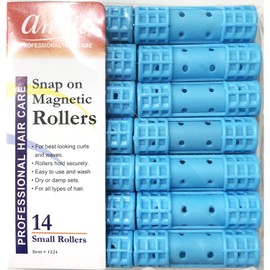 Annie Snap on Magnetic Rollers #1224, 14 Count Blue 1/2 Inch (2 Pack)