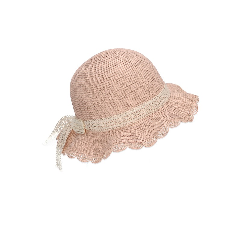 Sterntaler Girls' Children's Straw Hat Glitter Hat, Pale Pink, 47