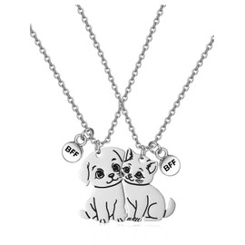 PESOENTH Friendship Bff Necklace for 2,Best Friend Necklaces Cute Dog Cat Jewelry for Women Funny Best Friend Birthday Christmas Graduation Gifts for Friends Female