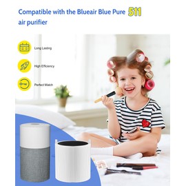 Facecool 511 Replacement Filter Compatible with Blueair Blue Pure 511 Air Purifier, 2-in-1 H13 HEPA Filter and Activated Carbon filters, 2-Pack