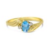 10k Yellow Gold Oval Blue Topaz And Diamond Ring (Size