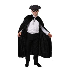 Adults Highwayman Dick Turpin Fancy Dress - Highway Man Tricorn Hat + Mask + Velour Cape - School Book Week and World Book Day - One Size