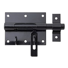 Alberts 137328 Bolt Lock Bolt with Attached Loop Black Plastic Coated Plate 90 x 73 mm Bolt Diameter 13.5 mm Total Length 130 mm