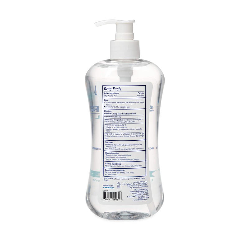 Dr. Talbot's Refreshing Gel Hand Sanitizer With Easy Pump, Fragrance