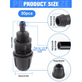 Kalolary 30Pcs 1/4 inch Drip Irrigation Fittings Lock Barbed Straight Through Connectors for 6mm Iirrigation Hose, Drip Line Connectors for Sprinkler Garden Lawn System