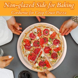 WINTRON Pizza Stone Grill Griddle Combo; 12" Round Reversible Pizza Baking Board Ceramic Griddle; Backyard BBQ Accessory for Stove/Pizza Oven/Gas Charcoal Grills; Thermal Shock Resistant (Round, 12)