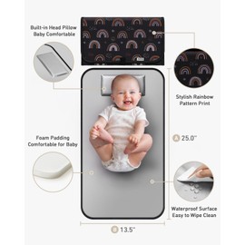 Babebay Portable Diaper Changing Pad, Waterproof Foldable Travel Changing Mat for Baby Boy Girl, Lightweight Travel Changing Station, Boho Geometric Pattern